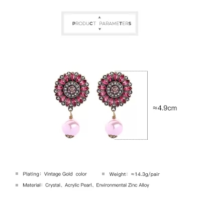 Kandiny - Fresh Crystal Flower Pearl Stud Earrings 00615