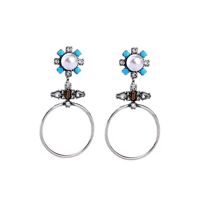 Kandiny - Personalized pearl and diamond flower Earrings 00765