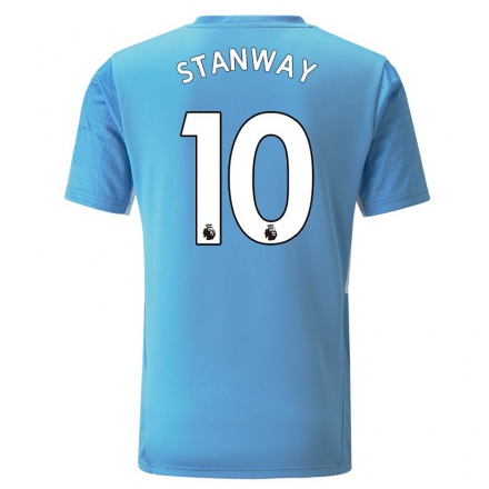 Lapset Jalkapallo Georgia Stanway #10 Sininen Kotipaita 2021/22 Lyhythihainen Paita T-paita