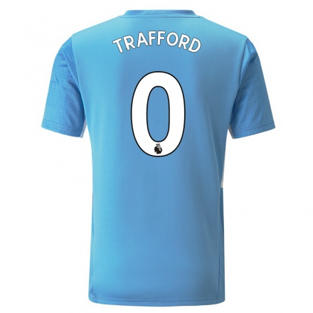 Lapset Jalkapallo James Trafford #0 Sininen Kotipaita 2021/22 Lyhythihainen Paita T-paita