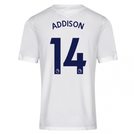 Lapset Jalkapallo Angela Addison #14 Valkoinen Kotipaita 2021/22 Lyhythihainen Paita T-paita