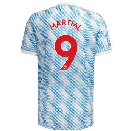Lapset Jalkapallo Anthony Martial #9 Sinivalkoinen Vieraspaita 2021/22 Lyhythihainen Paita T-paita