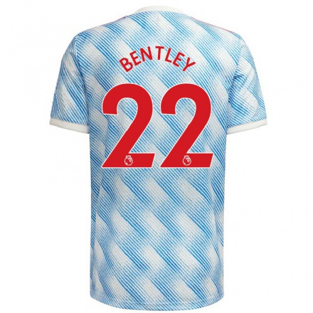 Lapset Jalkapallo Fran Bentley #22 Sinivalkoinen Vieraspaita 2021/22 Lyhythihainen Paita T-paita