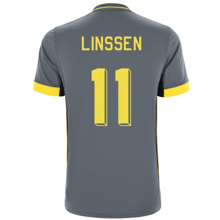 Lapset Jalkapallo Bryan Linssen #11 Harmaa Musta Vieraspaita 2021/22 Lyhythihainen Paita T-paita