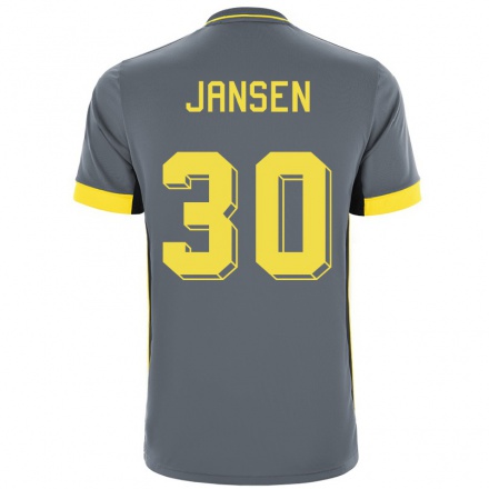 Lapset Jalkapallo Thijs Jansen #30 Harmaa Musta Vieraspaita 2021/22 Lyhythihainen Paita T-paita