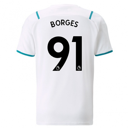 Lapset Jalkapallo Carlos Borges #91 Valkoinen Vieraspaita 2021/22 Lyhythihainen Paita T-paita