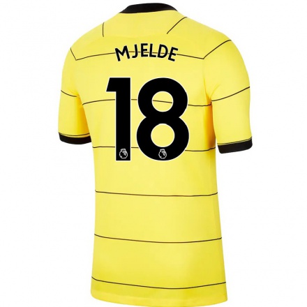 Lapset Jalkapallo Maren Mjelde #18 Keltainen Vieraspaita 2021/22 Lyhythihainen Paita T-paita