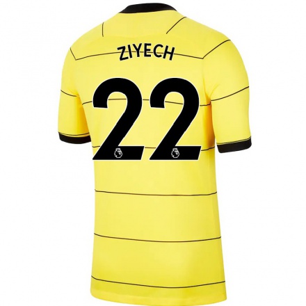 Lapset Jalkapallo Hakim Ziyech #22 Keltainen Vieraspaita 2021/22 Lyhythihainen Paita T-paita
