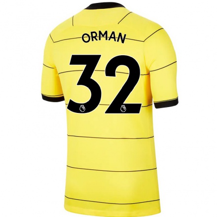Lapset Jalkapallo Emily Orman #32 Keltainen Vieraspaita 2021/22 Lyhythihainen Paita T-paita