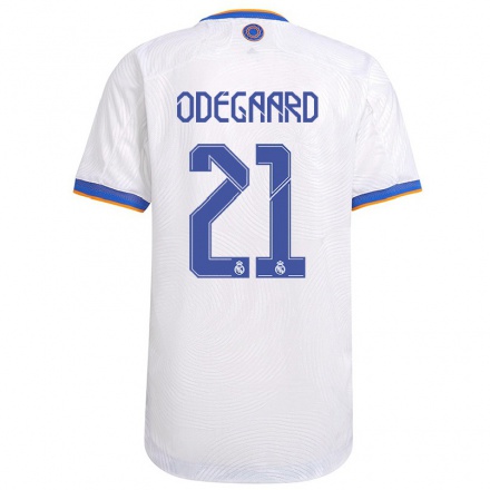 Lapset Jalkapallo Martin Odegaard #21 Valkoinen Kotipaita 2021/22 Lyhythihainen Paita T-paita