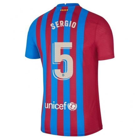 Lapset Jalkapallo Sergio Busquets #5 Kastanjanruskea Sininen Kotipaita 2021/22 Lyhythihainen Paita T-paita
