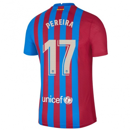 Lapset Jalkapallo Andrea Pereira #17 Kastanjanruskea Sininen Kotipaita 2021/22 Lyhythihainen Paita T-paita