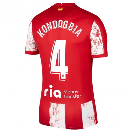 Lapset Jalkapallo Geoffrey Kondogbia #4 Punainen Valkoinen Kotipaita 2021/22 Lyhythihainen Paita T-paita