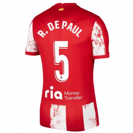 Lapset Jalkapallo Rodrigo de Paul #5 Punainen Valkoinen Kotipaita 2021/22 Lyhythihainen Paita T-paita