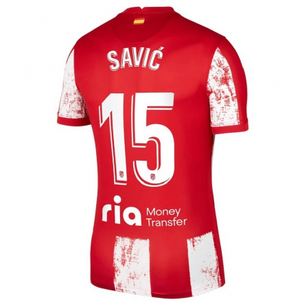 Lapset Jalkapallo Stefan Savic #15 Punainen Valkoinen Kotipaita 2021/22 Lyhythihainen Paita T-paita