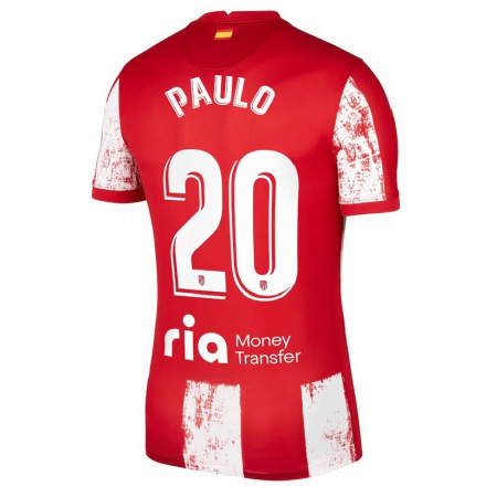 Lapset Jalkapallo Marcos Paulo #20 Punainen Valkoinen Kotipaita 2021/22 Lyhythihainen Paita T-paita