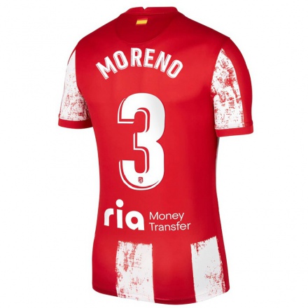 Lapset Jalkapallo Marco Moreno #3 Punainen Valkoinen Kotipaita 2021/22 Lyhythihainen Paita T-paita