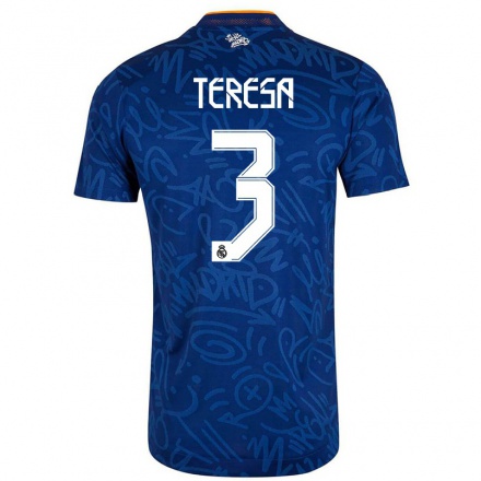 Lapset Jalkapallo Teresa Abelleira #3 Tummansininen Vieraspaita 2021/22 Lyhythihainen Paita T-paita