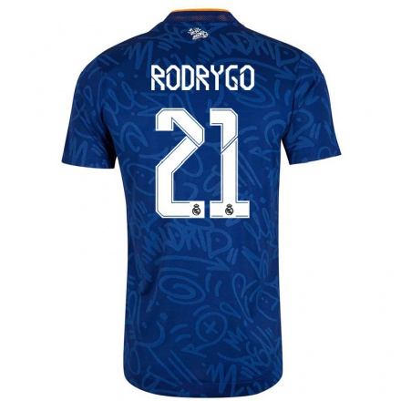Lapset Jalkapallo Rodrygo #21 Tummansininen Vieraspaita 2021/22 Lyhythihainen Paita T-paita