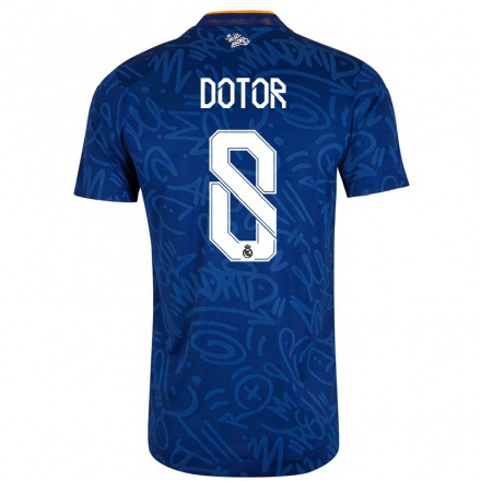 Lapset Jalkapallo Carlos Dotor #8 Tummansininen Vieraspaita 2021/22 Lyhythihainen Paita T-paita