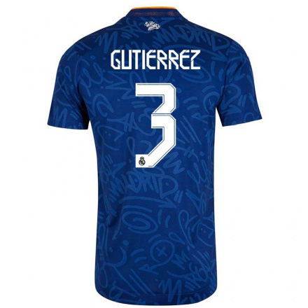 Lapset Jalkapallo Miguel Gutierrez #3 Tummansininen Vieraspaita 2021/22 Lyhythihainen Paita T-paita