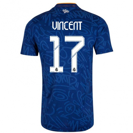 Lapset Jalkapallo Poirier Vincent #17 Tummansininen Vieraspaita 2021/22 Lyhythihainen Paita T-paita