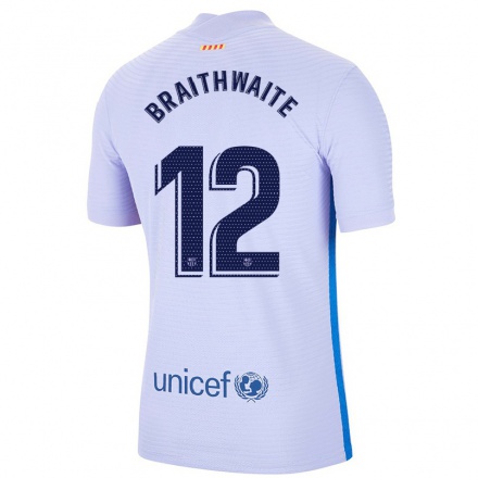 Lapset Jalkapallo Martin Braithwaite #12 Vaalea Violettiti Vieraspaita 2021/22 Lyhythihainen Paita T-paita