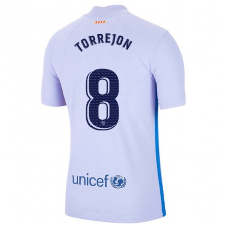 Lapset Jalkapallo Marta Torrejon #8 Vaalea Violettiti Vieraspaita 2021/22 Lyhythihainen Paita T-paita