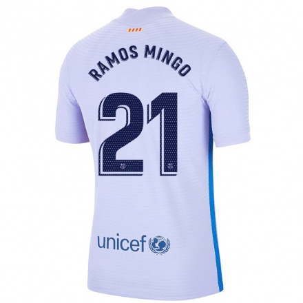 Lapset Jalkapallo Santiago Ramos Mingo #21 Vaalea Violettiti Vieraspaita 2021/22 Lyhythihainen Paita T-paita