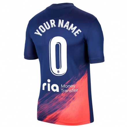 Lapset Jalkapallo Sinun Nimesi #0 Tummansininen Oranssi Vieraspaita 2021/22 Lyhythihainen Paita T-paita