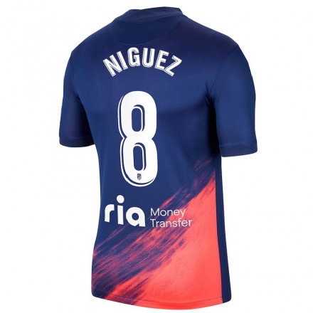 Lapset Jalkapallo Saul Niguez #8 Tummansininen Oranssi Vieraspaita 2021/22 Lyhythihainen Paita T-paita