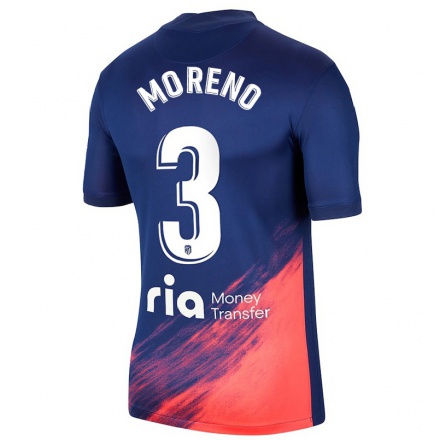 Lapset Jalkapallo Marco Moreno #3 Tummansininen Oranssi Vieraspaita 2021/22 Lyhythihainen Paita T-paita