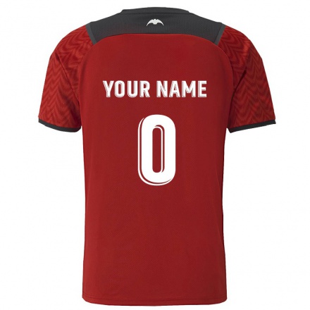 Lapset Jalkapallo Sinun Nimesi #0 Tummanpunainen Vieraspaita 2021/22 Lyhythihainen Paita T-paita
