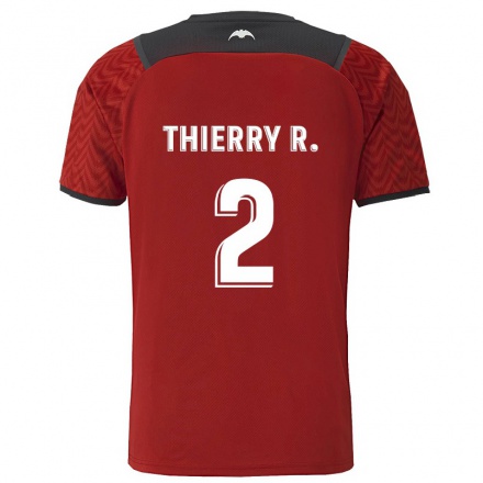 Lapset Jalkapallo Thierry Correia #2 Tummanpunainen Vieraspaita 2021/22 Lyhythihainen Paita T-paita