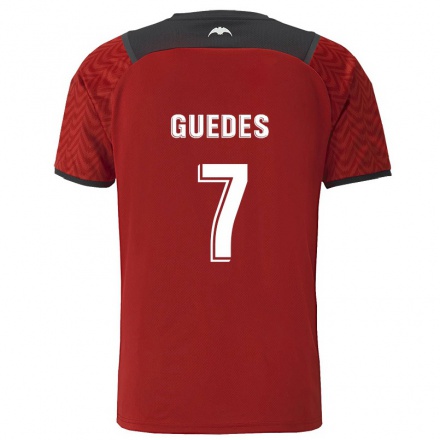 Lapset Jalkapallo Goncalo Guedes #7 Tummanpunainen Vieraspaita 2021/22 Lyhythihainen Paita T-paita