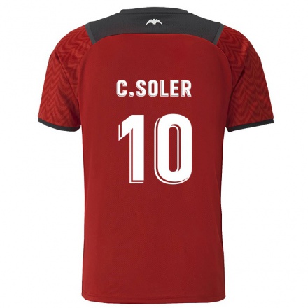 Lapset Jalkapallo Carlos Soler #10 Tummanpunainen Vieraspaita 2021/22 Lyhythihainen Paita T-paita