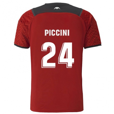 Lapset Jalkapallo Cristiano Piccini #24 Tummanpunainen Vieraspaita 2021/22 Lyhythihainen Paita T-paita
