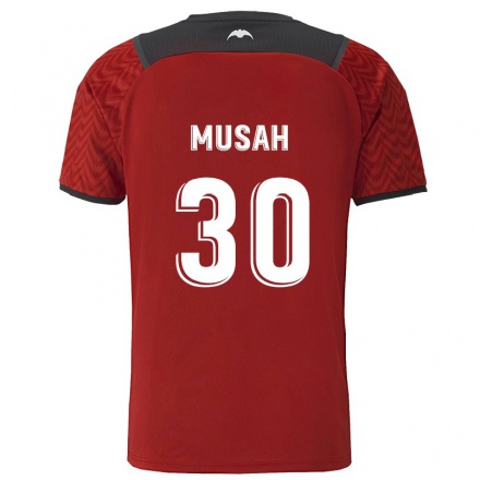 Lapset Jalkapallo Yunus Musah #30 Tummanpunainen Vieraspaita 2021/22 Lyhythihainen Paita T-paita