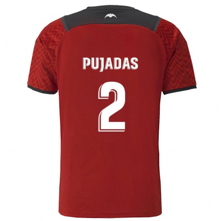 Lapset Jalkapallo Berta Pujadas #2 Tummanpunainen Vieraspaita 2021/22 Lyhythihainen Paita T-paita