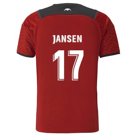 Lapset Jalkapallo Ellen Jansen #17 Tummanpunainen Vieraspaita 2021/22 Lyhythihainen Paita T-paita