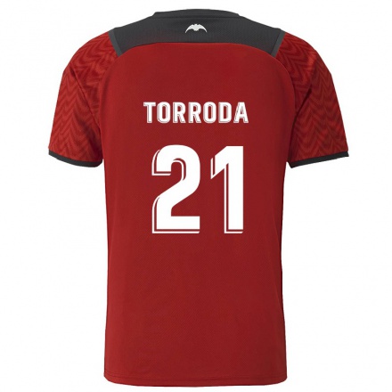 Lapset Jalkapallo Anna Torroda #21 Tummanpunainen Vieraspaita 2021/22 Lyhythihainen Paita T-paita