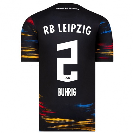 Lapset Jalkapallo Ey Buhrig #2 Musta Keltainen Vieraspaita 2021/22 Lyhythihainen Paita T-paita