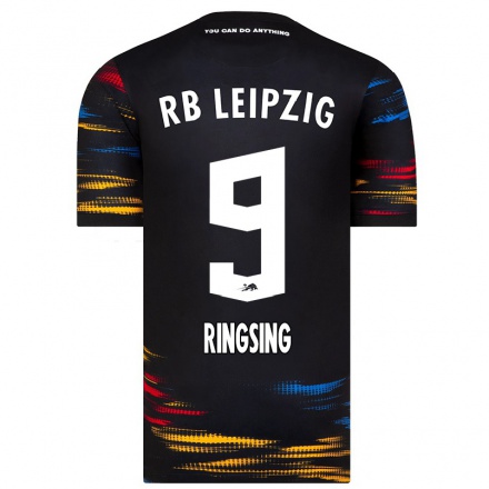 Lapset Jalkapallo Louise Ringsing #9 Musta Keltainen Vieraspaita 2021/22 Lyhythihainen Paita T-paita