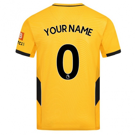 Lapset Jalkapallo Sinun Nimesi #0 Keltainen Kotipaita 2021/22 Lyhythihainen Paita T-paita