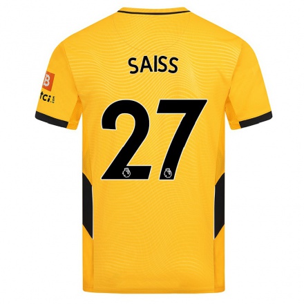 Lapset Jalkapallo Romain Saiss #27 Keltainen Kotipaita 2021/22 Lyhythihainen Paita T-paita
