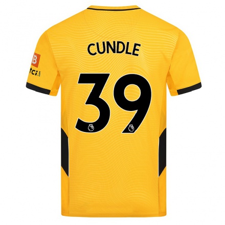 Lapset Jalkapallo Luke Cundle #39 Keltainen Kotipaita 2021/22 Lyhythihainen Paita T-paita