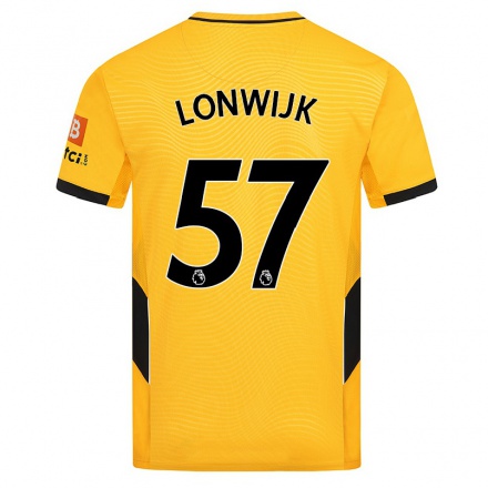 Lapset Jalkapallo Nigel Lonwijk #57 Keltainen Kotipaita 2021/22 Lyhythihainen Paita T-paita