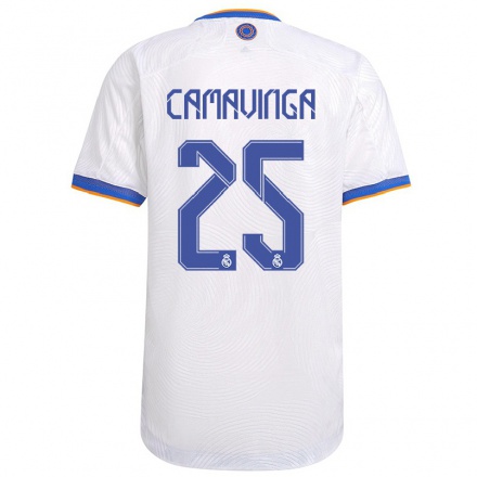 Lapset Jalkapallo Eduardo Camavinga #25 Valkoinen Kotipaita 2021/22 Lyhythihainen Paita T-paita
