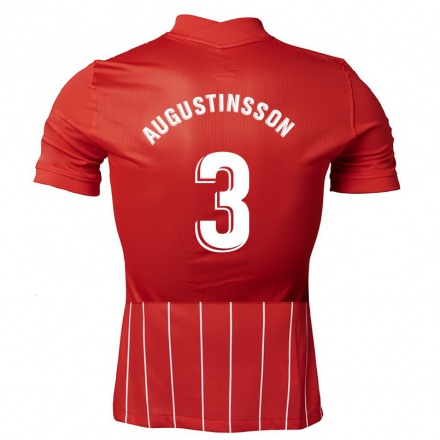 Lapset Jalkapallo Ludwig Augustinsson #3 Tummanpunainen Vieraspaita 2021/22 Lyhythihainen Paita T-paita