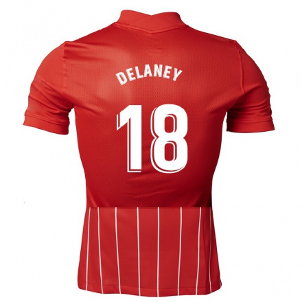Lapset Jalkapallo Thomas Delaney #18 Tummanpunainen Vieraspaita 2021/22 Lyhythihainen Paita T-paita